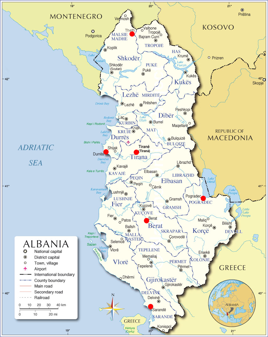 map of albania